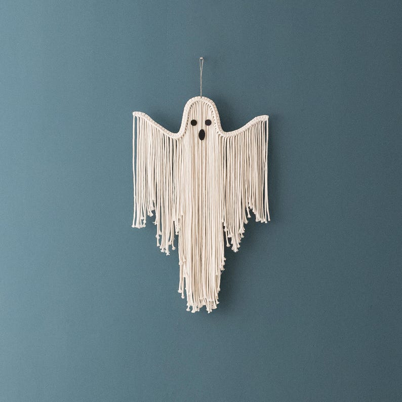 lusailstore - halloween hand-woven white ghost wall hanging kit