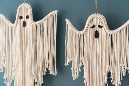 lusailstore - halloween hand-woven white ghost wall hanging kit