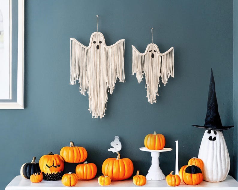 lusailstore - halloween hand-woven white ghost wall hanging kit