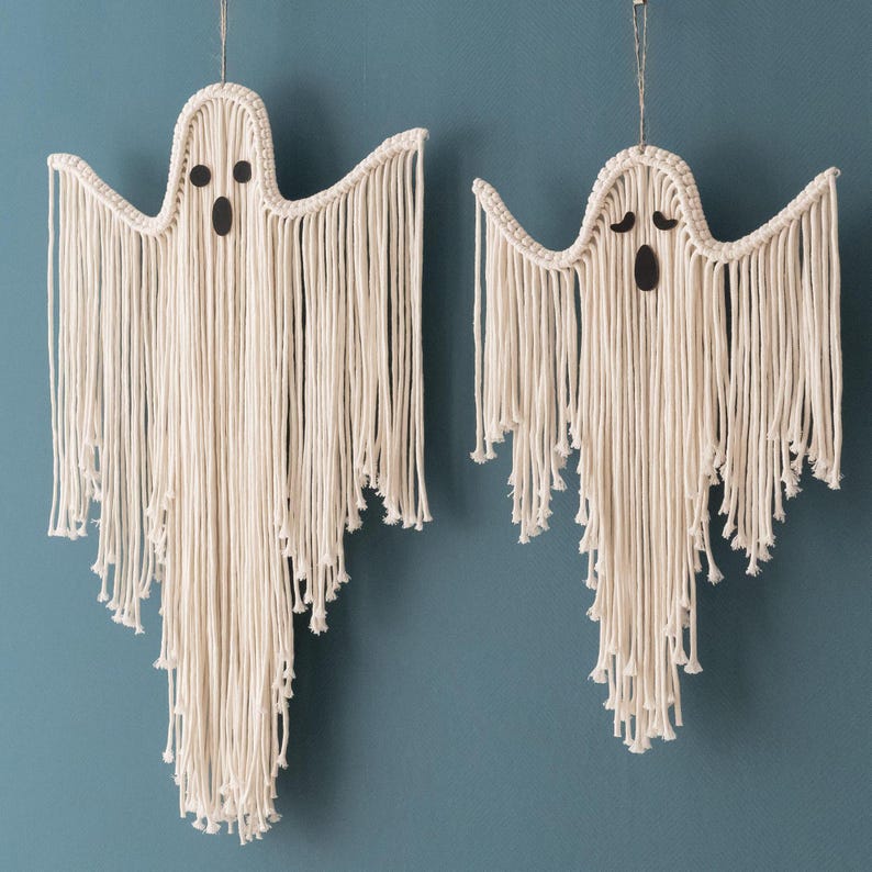 lusailstore - halloween hand-woven white ghost wall hanging kit