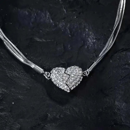lusailstore - Magnetic heart patchwork necklace