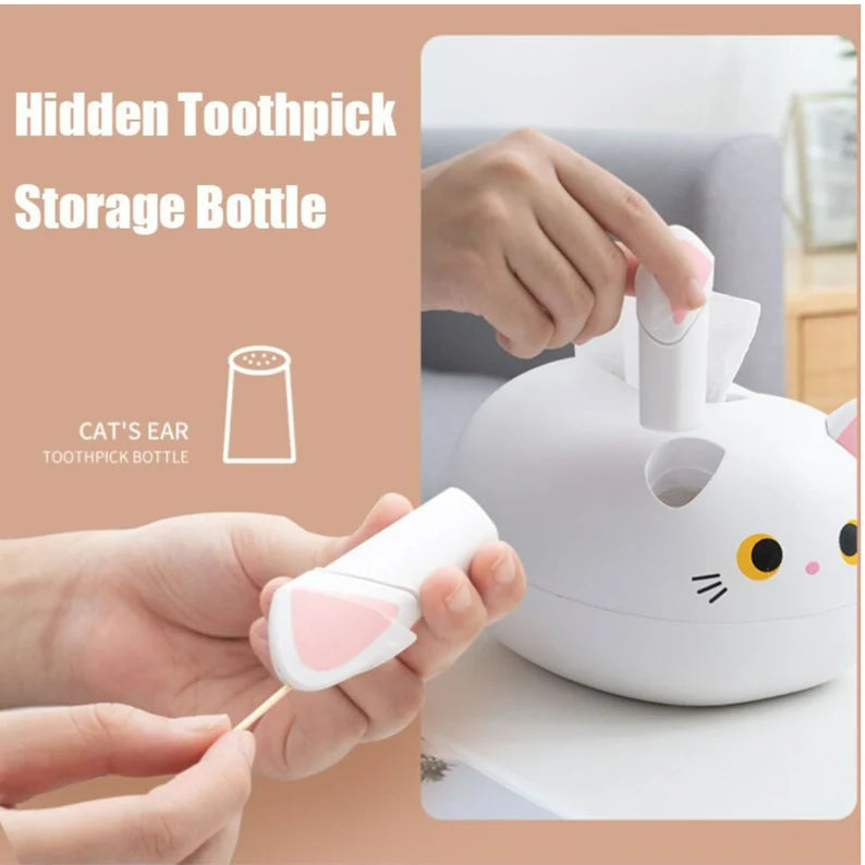 lusailstore - Cute cat-shaped tissue box with toothpick holder