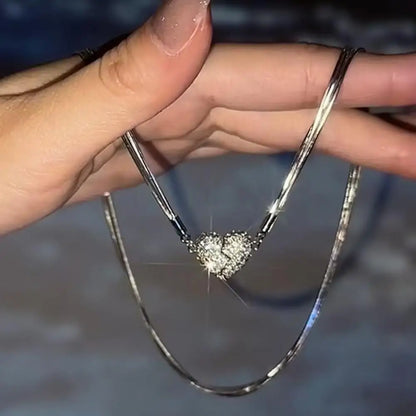 lusailstore - Magnetic heart patchwork necklace