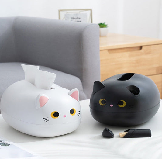 lusailstore - Cute cat-shaped tissue box with toothpick holder