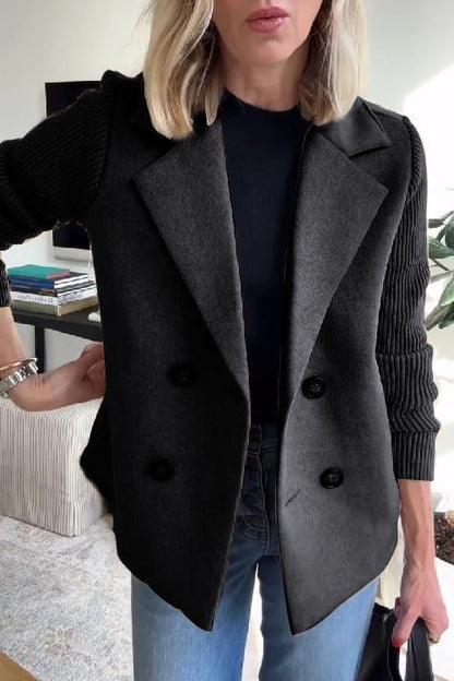 lusailstore - CONTEMPORARY KNIT-SLEEVE SUIT BLAZER