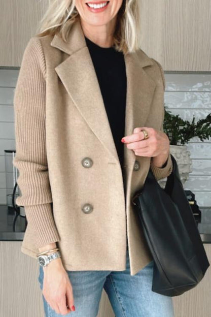lusailstore - CONTEMPORARY KNIT-SLEEVE SUIT BLAZER