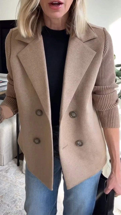lusailstore - CONTEMPORARY KNIT-SLEEVE SUIT BLAZER