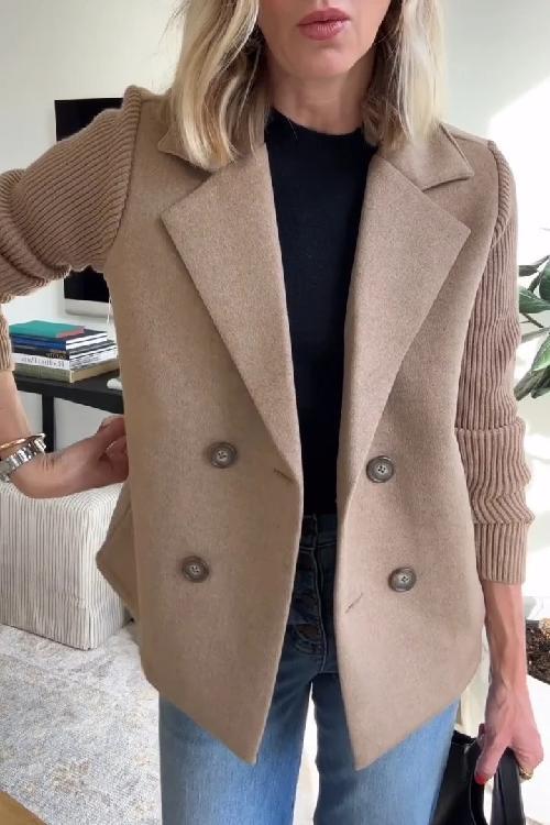 lusailstore - CONTEMPORARY KNIT-SLEEVE SUIT BLAZER