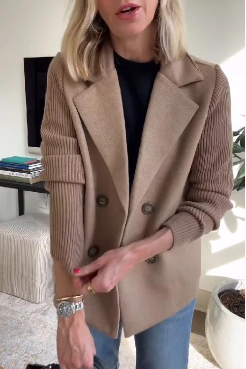 lusailstore - CONTEMPORARY KNIT-SLEEVE SUIT BLAZER
