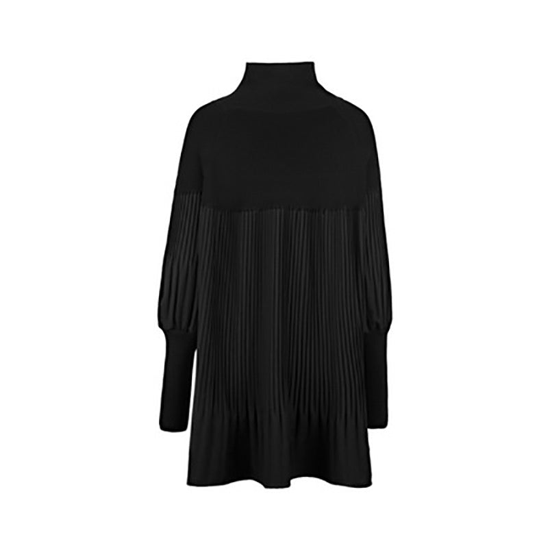 lusailstore - Plus Size Solid Color Lantern Sleeve Knit Dress