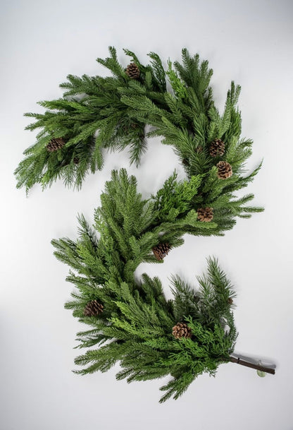 lusailstore - gorgeous natural touch mixed pine garland with led light