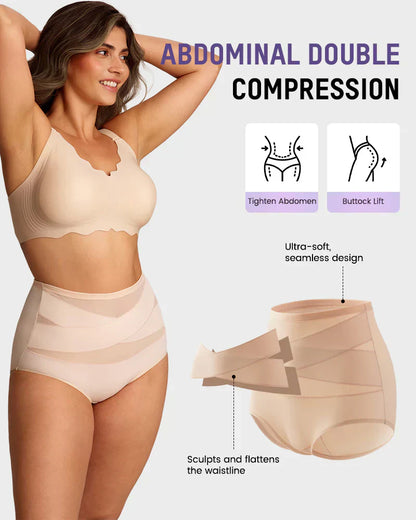 lusailstore - Plus-Size High-Waist Cross Tummy Control Panties