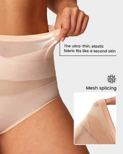 lusailstore - Plus-Size High-Waist Cross Tummy Control Panties