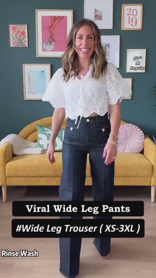 lusailstore - Wide-leg sailor jeans with tummy control