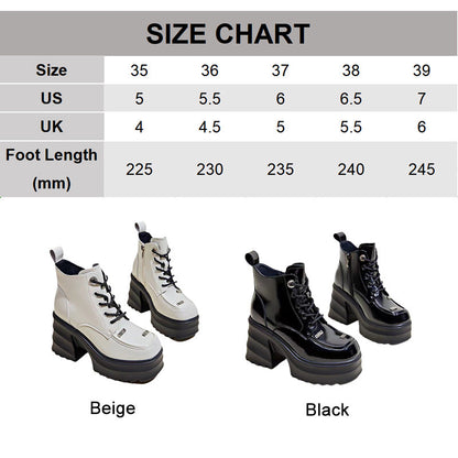 lusailstore- Women's High Heel Platform Zipper Leather Boots