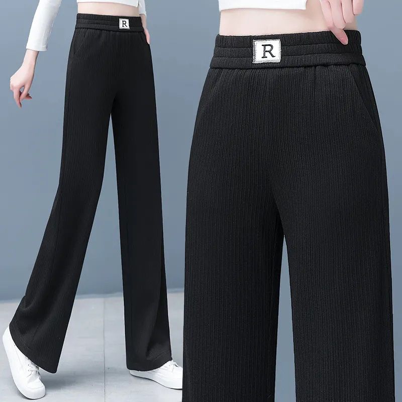 lusailstore- High-waist Slimming Casual Draped Straight-leg Pants