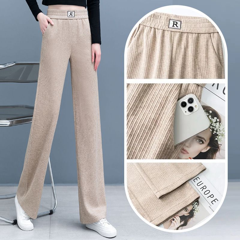 lusailstore- High-waist Slimming Casual Draped Straight-leg Pants