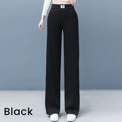 lusailstore- High-waist Slimming Casual Draped Straight-leg Pants