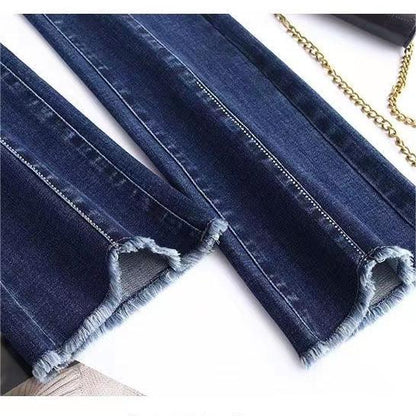 lusailstore-  High Waisted Stretch Elastic Jeans