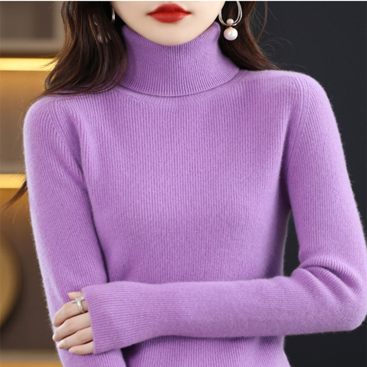 lusailstore-Women's Solid Color Turtleneck Thermal Sweater