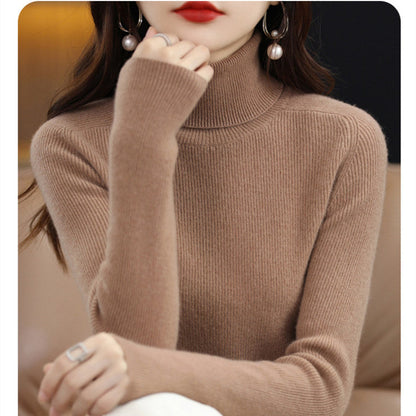 lusailstore-Women's Solid Color Turtleneck Thermal Sweater