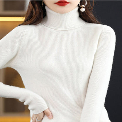 lusailstore-Women's Solid Color Turtleneck Thermal Sweater