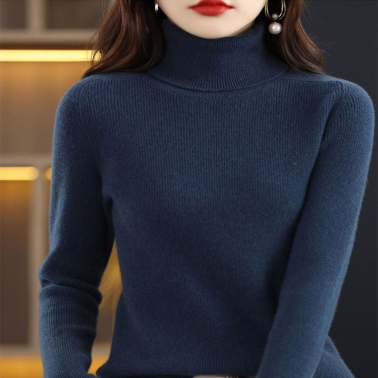 lusailstore-Women's Solid Color Turtleneck Thermal Sweater