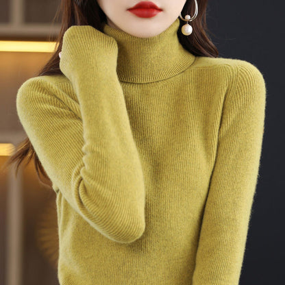 lusailstore-Women's Solid Color Turtleneck Thermal Sweater