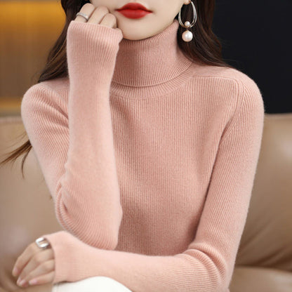 lusailstore-Women's Solid Color Turtleneck Thermal Sweater