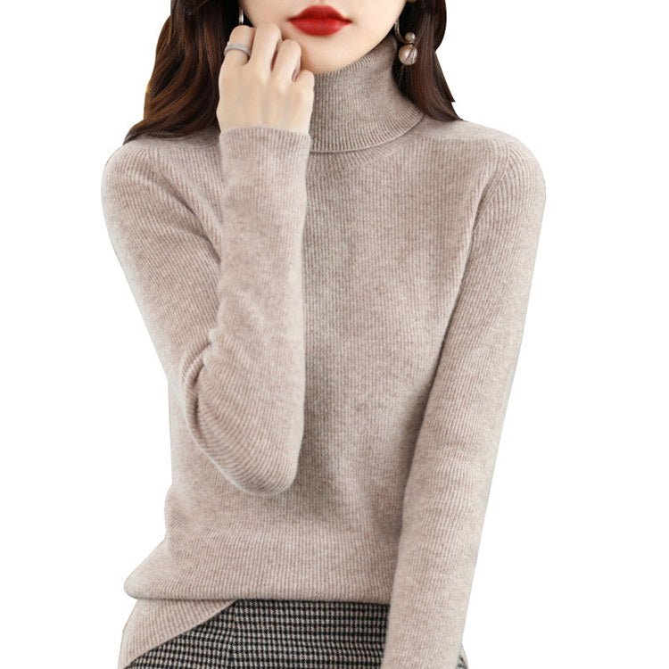 lusailstore-Women's Solid Color Turtleneck Thermal Sweater