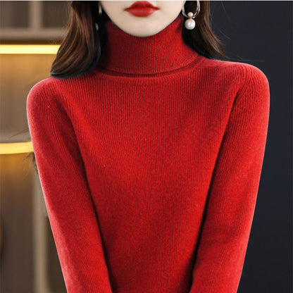 lusailstore-Women's Solid Color Turtleneck Thermal Sweater