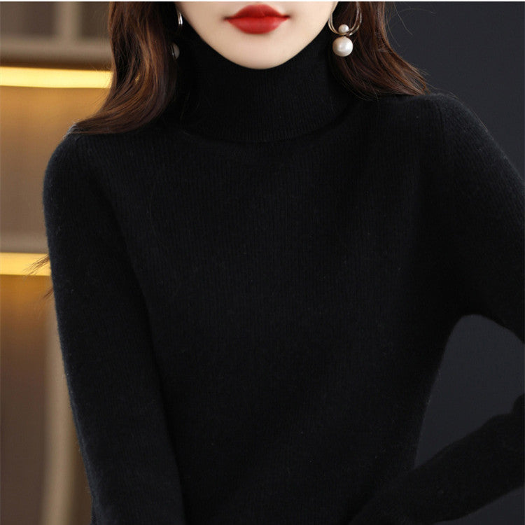 lusailstore-Women's Solid Color Turtleneck Thermal Sweater