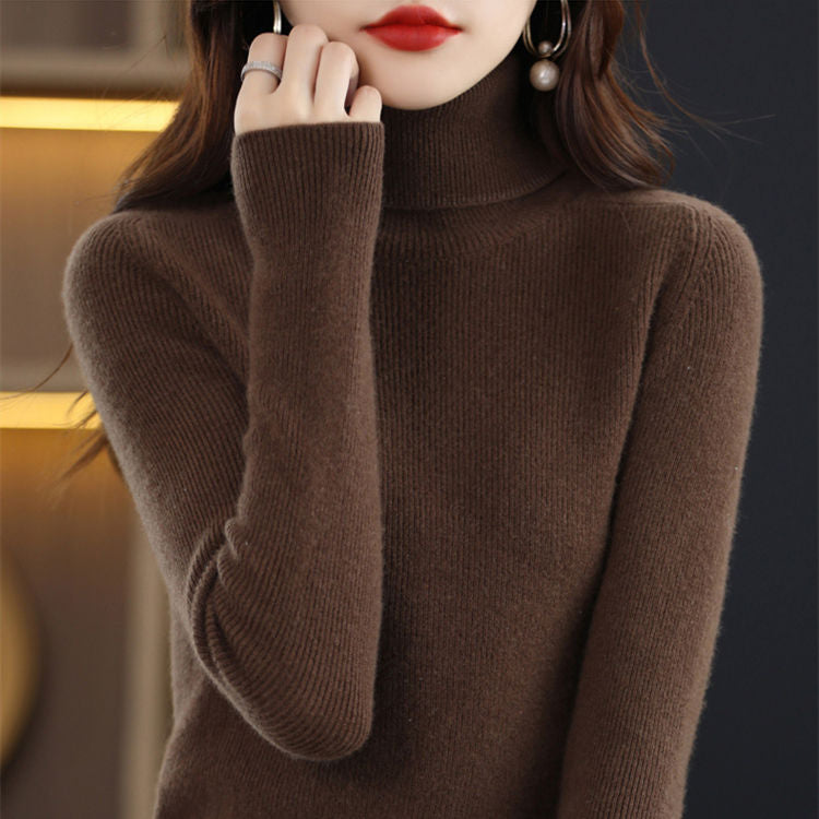 lusailstore-Women's Solid Color Turtleneck Thermal Sweater