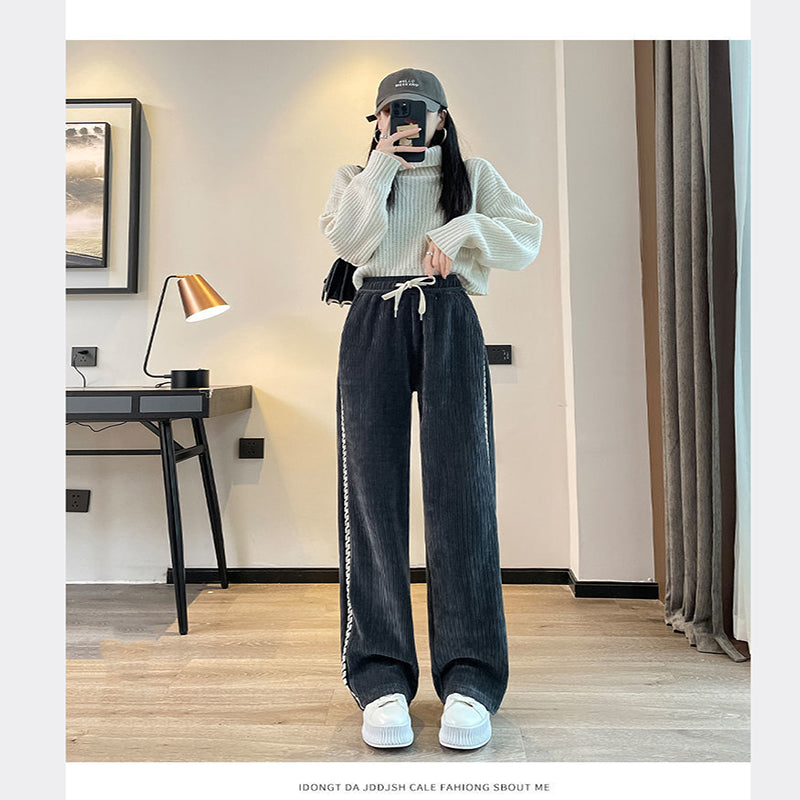 lusailstore - Women’s Chenille Fabric Wide-Legged Pants