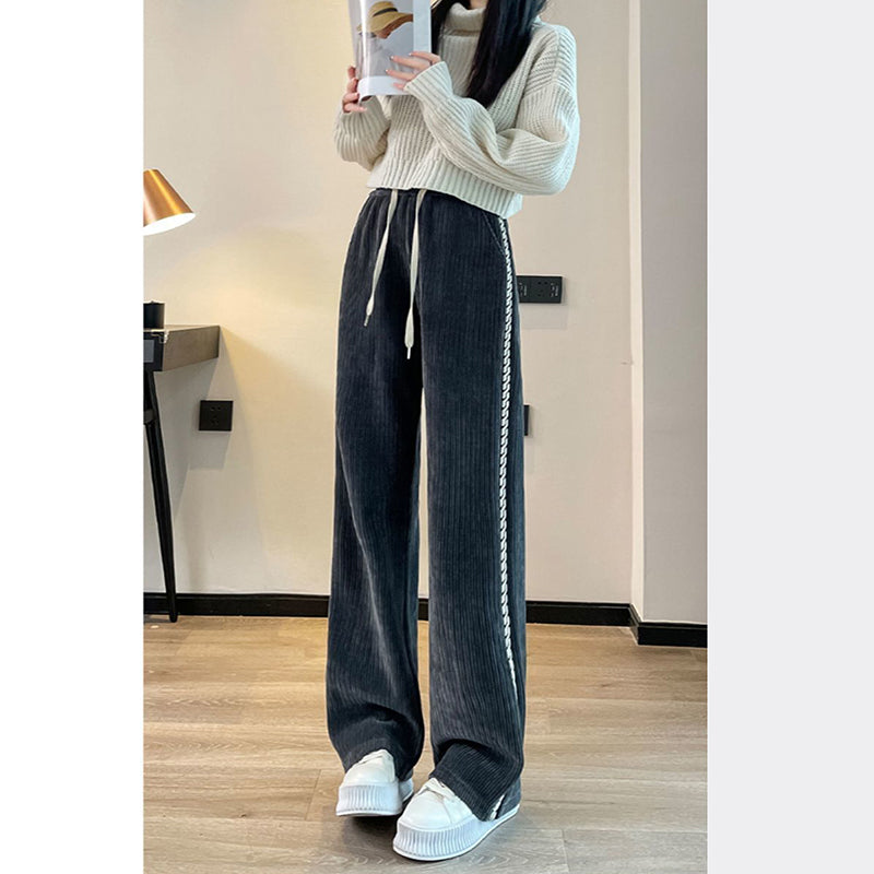 lusailstore - Women’s Chenille Fabric Wide-Legged Pants