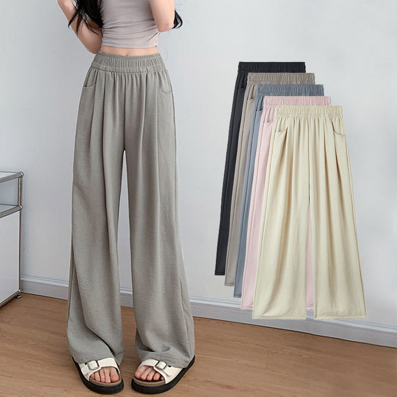 lusailstore-Women's Summer Lightweight Elastic-Waist Wide-Leg Pants