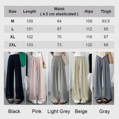 lusailstore-Women's Summer Lightweight Elastic-Waist Wide-Leg Pants