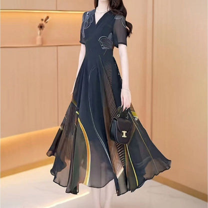 lusailstore-Women's Elegant Printed Tulle Dresses