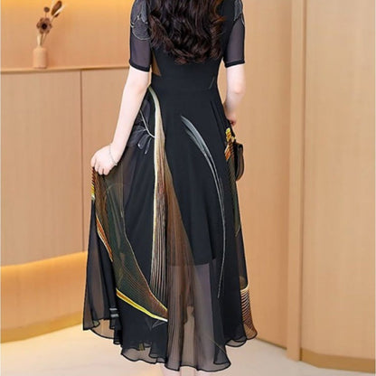 lusailstore-Women's Elegant Printed Tulle Dresses