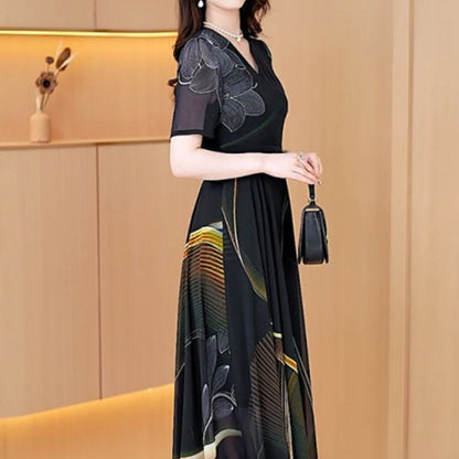 lusailstore-Women's Elegant Printed Tulle Dresses