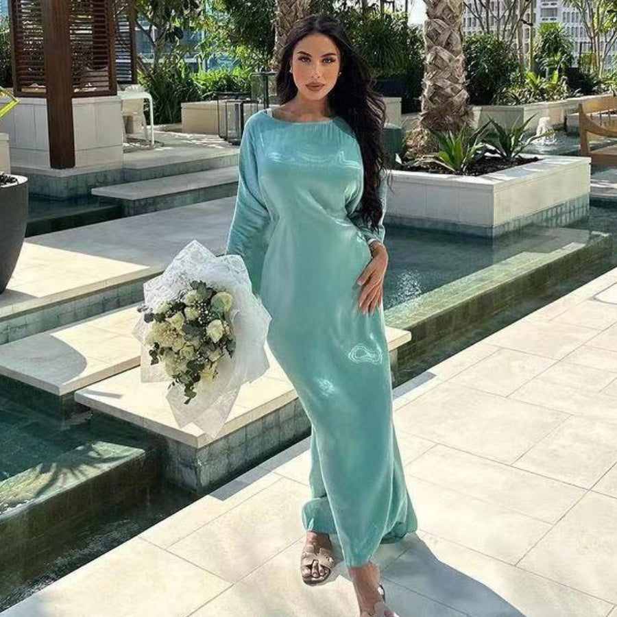 lusailstore-Women's Elegant Flowing Satin Long Dresses