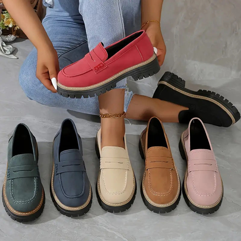 lusailstore - Women's platform comfortable slip-on loafers