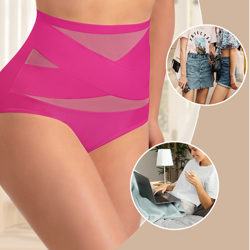 lusailstore - Plus-Size High-Waist Cross Tummy Control Panties