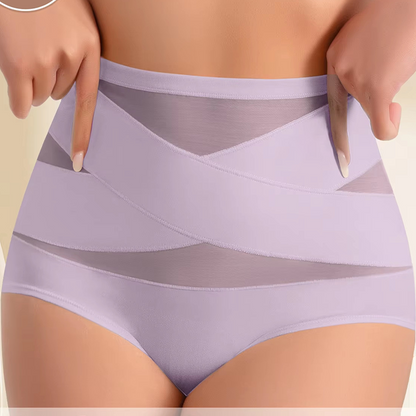 lusailstore - Plus-Size High-Waist Cross Tummy Control Panties
