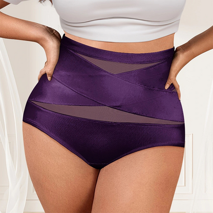 lusailstore - Plus-Size High-Waist Cross Tummy Control Panties