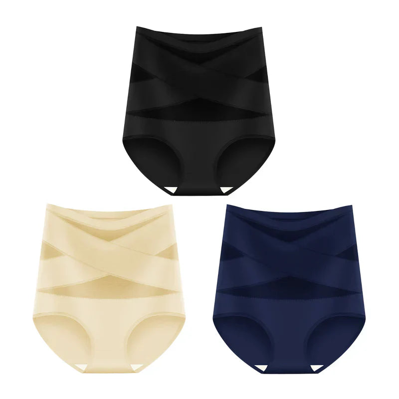 lusailstore - Plus-Size High-Waist Cross Tummy Control Panties