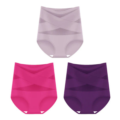 lusailstore - Plus-Size High-Waist Cross Tummy Control Panties